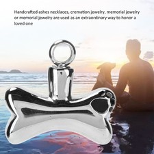 Pet Bone Paw Print Urn Pendant Openable Stainless Steel Sweatproof Commemorative