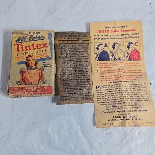 VINTAGE TINTEX All Fabric Tint and Dye 15 Bro Package w/ Contents - Picture 1 of 14