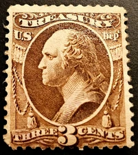 US OFFICIAL STAMP WASHINGTON 3c 1873 SC#O74 HARD PAPER PERF-12 MNHOG CV$210