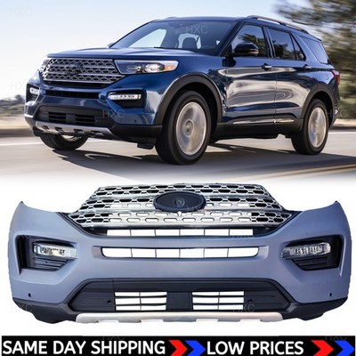 Front Bumper Cover Grille Assembly w/ Fog Light Fits 2020-2023 Ford Explorer