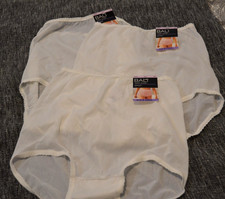 3 BALI Skimp Skamp Panties 2015 WHITE Brief 2633 Hi-Waist Semi Sheer M/6 NEW
