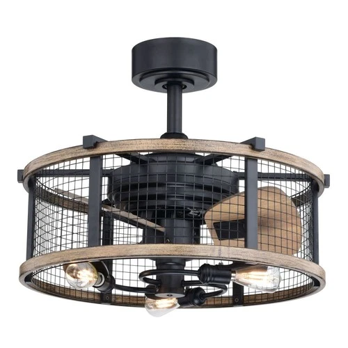 Humboldt 3-Light Ceiling Fan in Industrial and Cage Style 17 Inches Tall and 21 - Picture 1 of 8