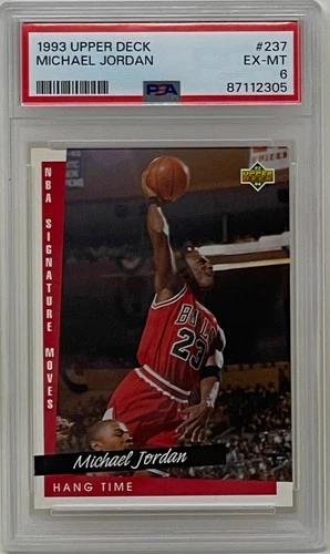 Michael Jordan 1993 Upper Deck Hang Time Chicago Bulls NBA Card #237 PSA 6