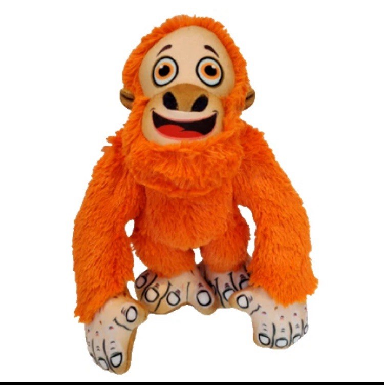 Happy Tails Doodles Double-Stitched  Orangutan Plush Reinforced Toy Dog 9.5&rdquo;