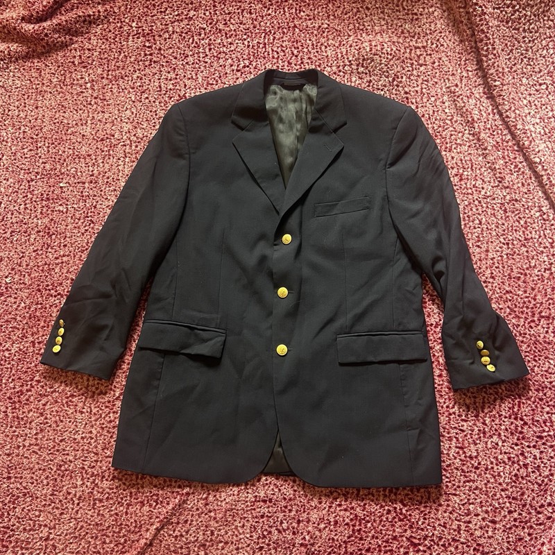 Brooks Brothers 346 Navy Gold Button Mens 42R Wool