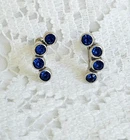 VTG ART DECO Sterling Silver Screw Back Earrings Deep Blue Rhinestone Jewelry