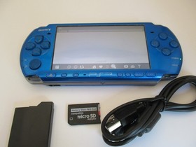 Vibrant Blue PSP 3000 Charger/data cable HQ bat, 64gb SANDISK w/ARK4 new GLASS