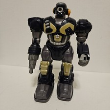 Hap-P-Kid Walking Toy Robot 7" Blue Battery Operated Lights Up Works