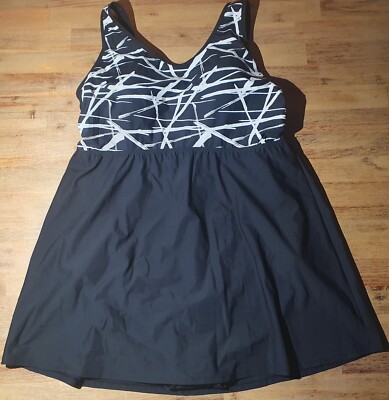 BPC BON PRIX COLLECTION swimdress swimsuit dress, size 48, black and white, new + tags