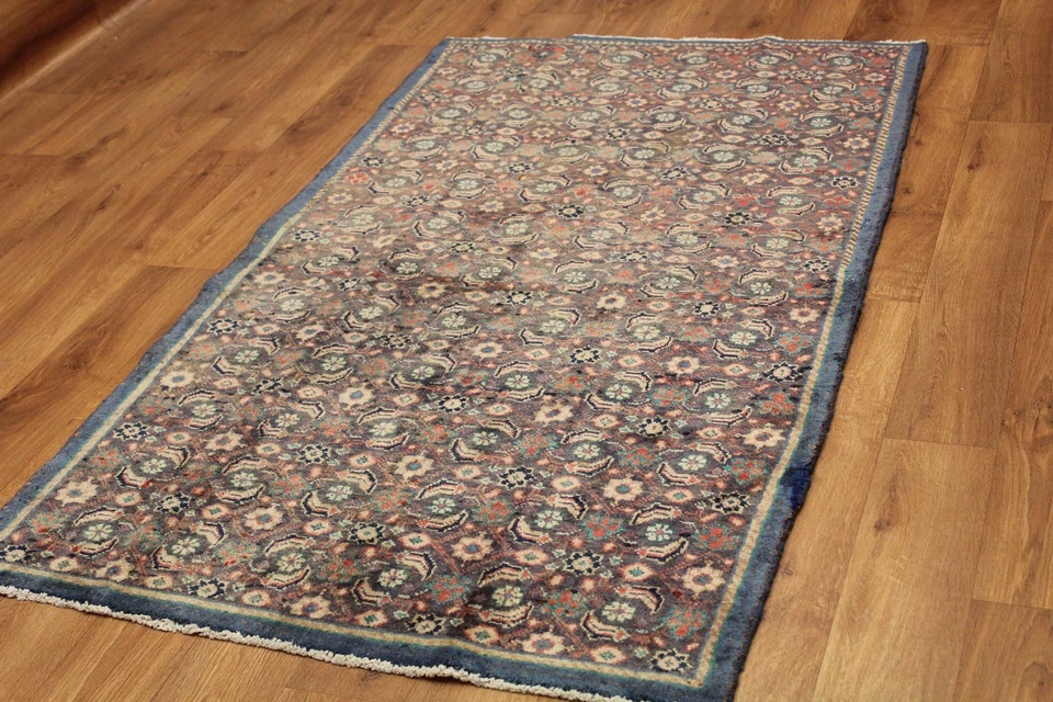 Traditional Vintage Wool 193cmX105cm Oriental Rug Handmade Carpet Rugs - Image 3 of 4