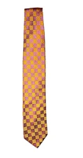 ike Behar Tie 100% Silk Necktie handmade 59 X 3.75  Geometric Dots Pink Gold USA