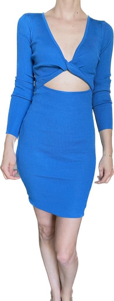 Princess Polly Womens XS/S Abigail Cutout Mini Dress Ribbed Blue Bodycon |  eBay
