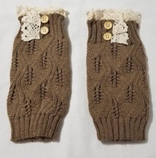 New Women's Coffee Brown Woven Crochet Knitted Sweater Boot Cuff Leg Warmers
