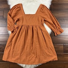 Madewell Women's Size 6 Orange Puff Sleeve Waisted Mini Dress NE741