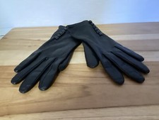 VTG Mercer  Madison Black Leather Cashmere Lined Button Cuff Gloves Size Small