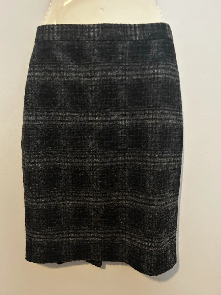 Falda Lápiz Banana Republic Mezcla Lana Negro Blanco A Cuadros Forrada Vacaciones Talla 10