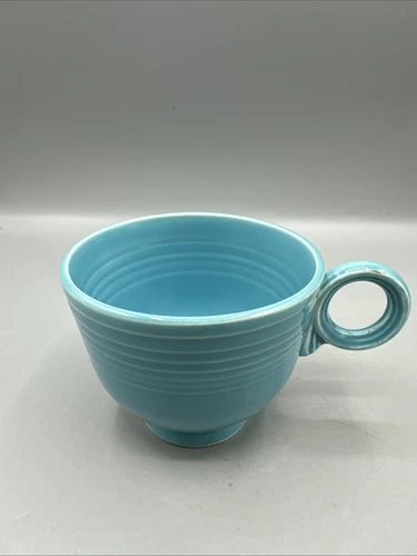 Vintage Fiesta Turquoise Blue Tea Cup O-Ring Footed Fiestaware HLC MCM