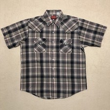 VTG Plains Western Wear Men's Large Pearl Snap Button Up Shirt Multicolor Plaid