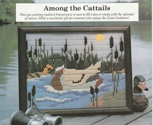 Mallard Duck Long Stitch Picture - 13-1/2"x10-1/2" - PLASTIC CANVAS PATTERN ONLY