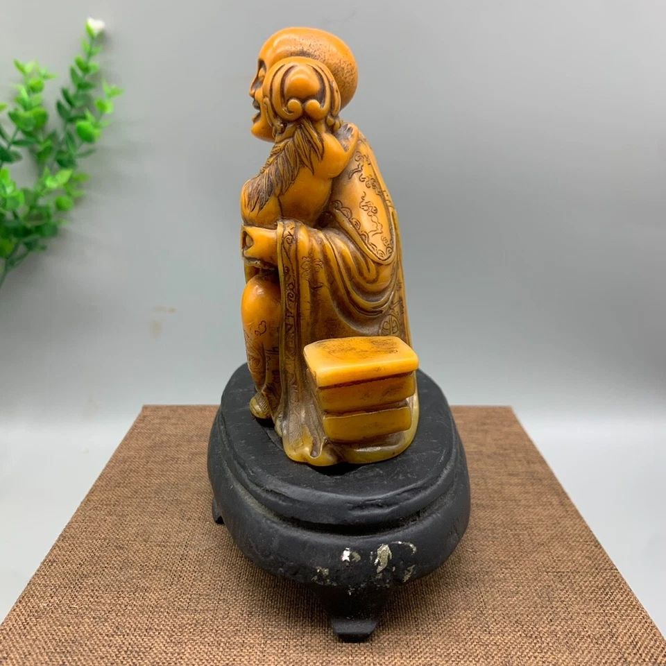 Selo de estátua de Buda esculpida em pedra nobre shoushan 4,1" Arhat kylin deus besta - Imagem 3 de 4