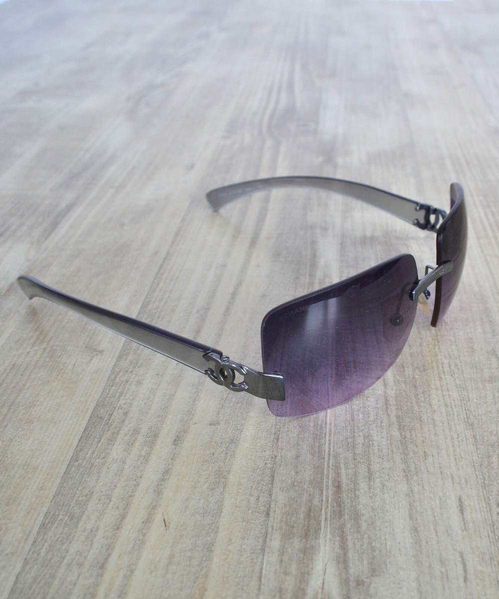 Vintage CHANEL Sunglasses Logo Metal CC Glasses 4048 Purple