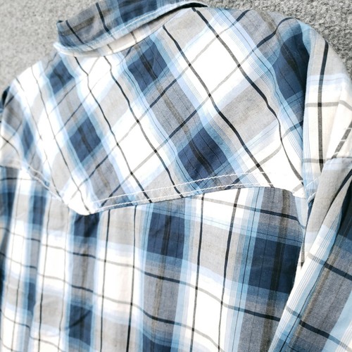 Point Zero Shirt Mens XL Button-Up Blue Plaid Pockets Long Sleeves Cotton - Picture 6 of 12