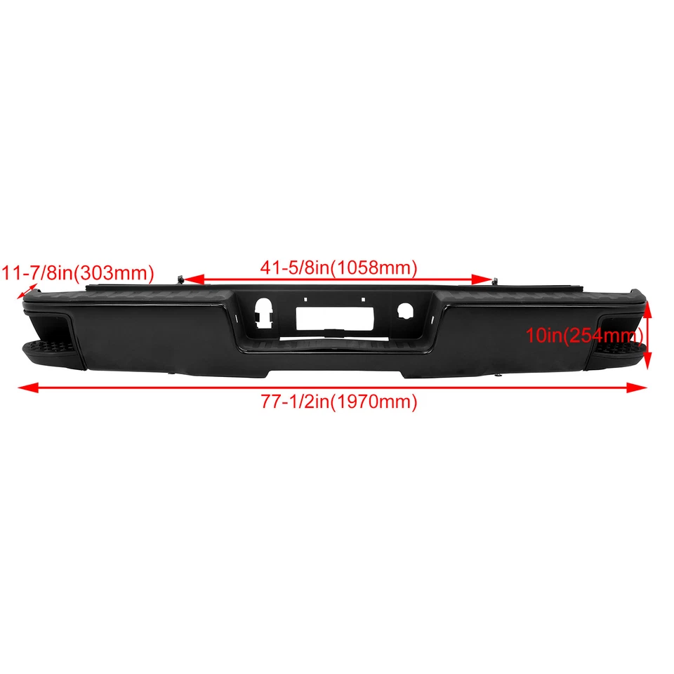 Black Rear Step Bumper Assembly For Chevy Silverado 1500 GMC Sierra 2014-2018 - Image 3 of 4