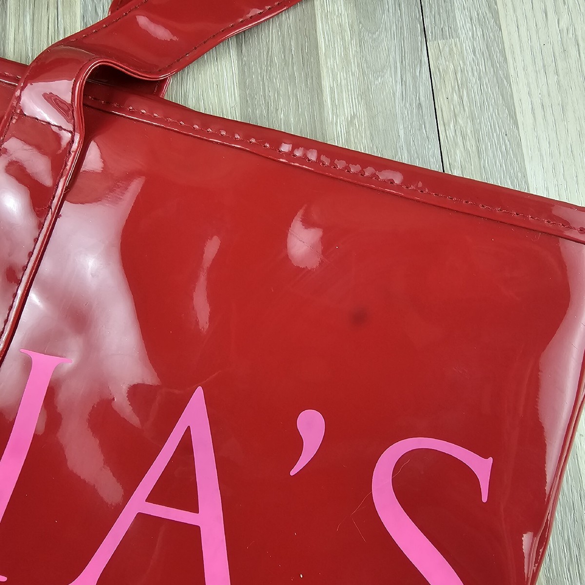 Victoria's Secret Women's Shiny Red Tote Bag With Bow And