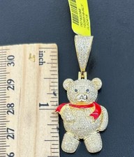10k Solid Gold 1.08 Carat Teddy Bear Natural Diamond Pendant