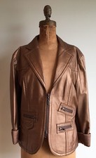 Skinz At Runway Bronze Leather Jacket W Zipper L