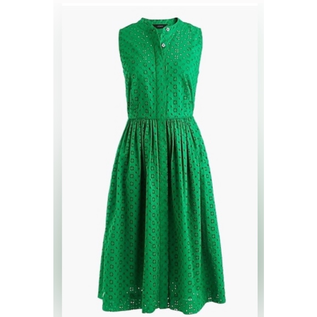 Okinawa Prefecture J Crew Tiered Eyelet Prairie Dress J Crew Green Eyelet  Sleeveless Midi Dress