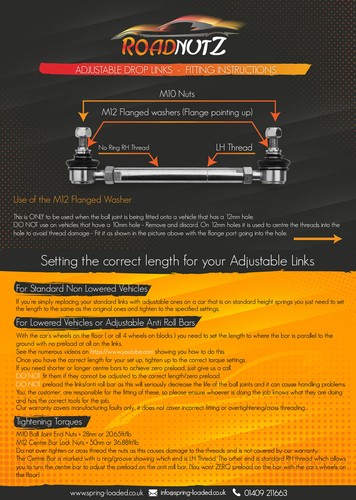 RoadNutz Front Adjustable Drop Link Kit for Volvo V50 (MW) Estate +AWD 2004-12 - Picture 5 of 5