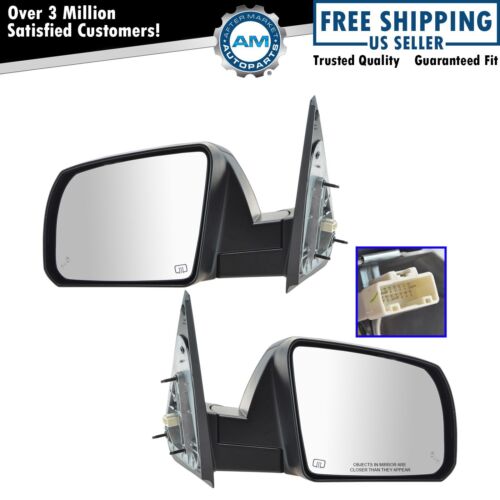 Mirror Power Heated Blind Spot Smooth Black Kit Pair Set of 2 for Tundra New - Photo 1 sur 4