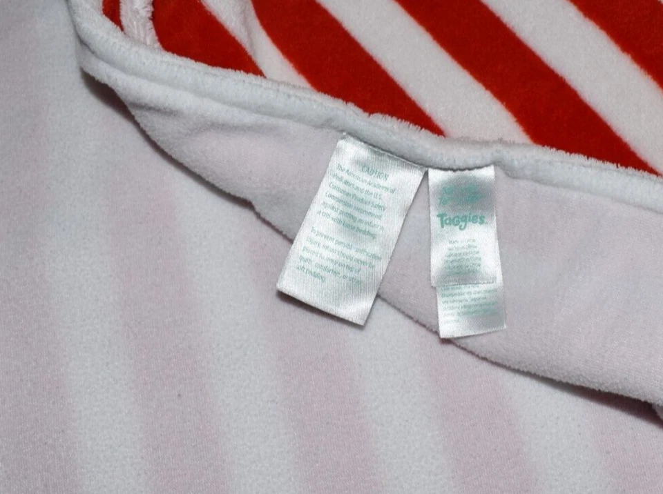 L3!哇! 30x40 TAGGIES 红色白色条纹海盗小狗毛绒婴儿床毯 — 第 3/4 张图片