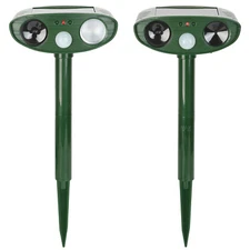 2PC Solar Ultrasonic Animal Repeller for Chasing Deer Raccoon Squirrel Rat Skunk