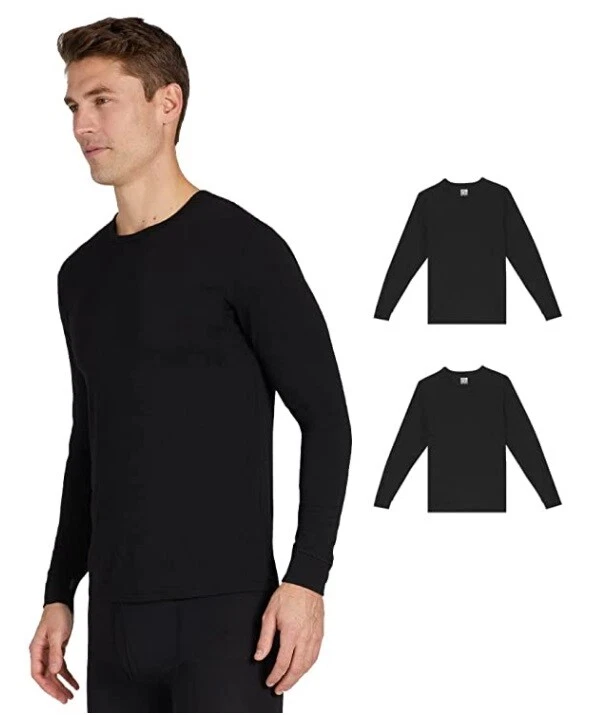32 Degrees Heat Men's 2-Pack Baselayer Thermal Long Sleeve Crew Neck Top-Variety