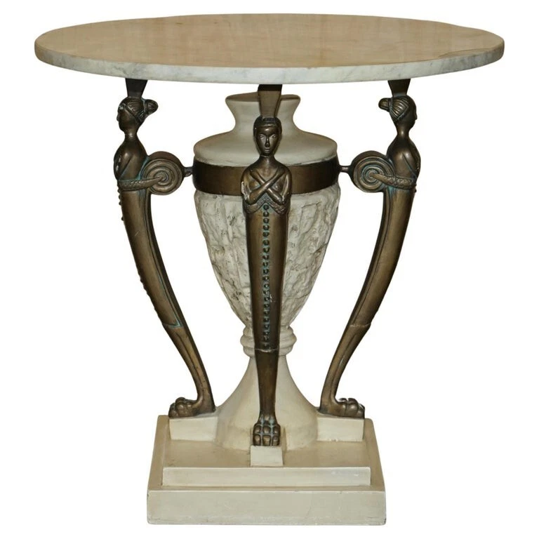 STUNNING VINTAGE EGYPTIAN REVIVAL SIDE END LAMP WINE TABLE WITH