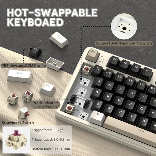 Juego de teclado mecánico, ratón y auriculares con junta trimodo ATTACK SHARK X87, juegos - Imagen 71 de 77