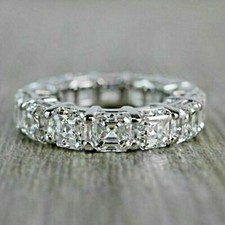 Jubil&auml;umsring 6,25 Karat Diamant 14 Karat Wei&szlig;gold Ehering simuliert in Gr&ouml;&szlig;e 7