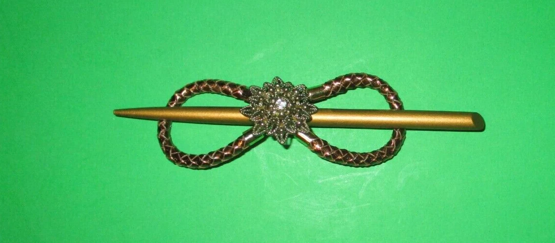 Lilla Rose Flexi Clip Barrette Hair Stick FX 3572 LG Bronze Braided Starburst