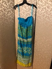 Anthropologie Mermaid Green Multi-Color Floral Paisley Dress Size Small S