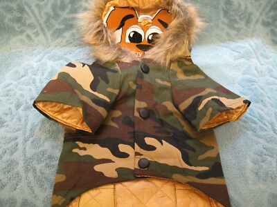 Parka Fully Lined Dog Jacket Camouflage Fur Trim Hood With