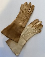 Fownes Doette Vintage Cream Cotton Gloves Women's Size 6 Double Stitched USA
