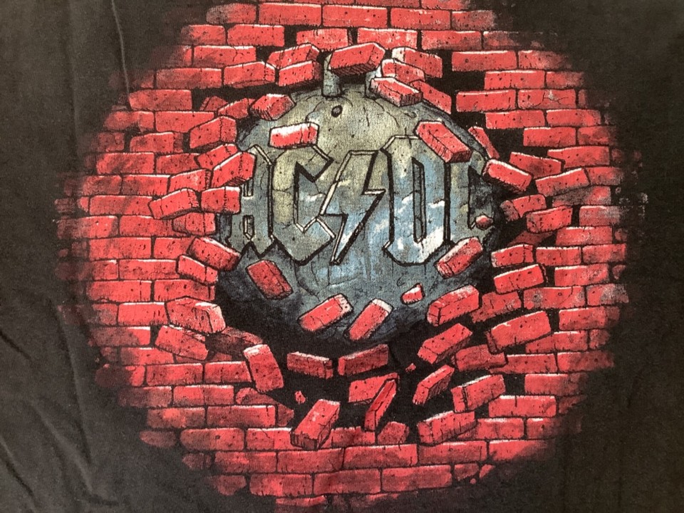 vintage ac/dc 2 sided black t shirt sz XL 90s 1995 world tour SUPER ...