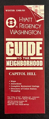 1988-1989 Hyatt Regency Washington DC Capitol Hill Guide Vintage Travel Brochure