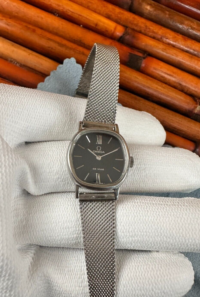 OMEGA Deville Women's Stainless Watch 1986 Black Dial Manual Cai