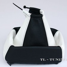 Schaltsack Schaltmanschette OPEL CORSA B Bj.1993-2002 Echtes Leder Weiß-Schwarz 
