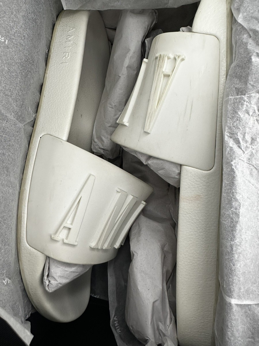 Amiri Logo Pool Slides in White euro 45 | eBay
