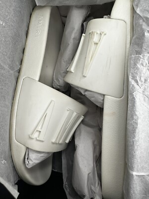 Amiri Logo Pool Slides in White euro 45 | eBay