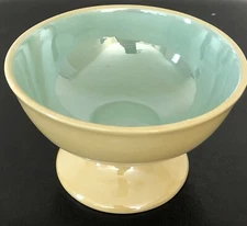 VTG RARE Harry and David Candy Dish Bowl Iridescent Finish Yellow, Mint Green